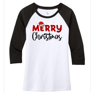 Merry Christmas Holiday Santa Festive Women's Tri-Blend 3/4-Sleeve Raglan Shirt