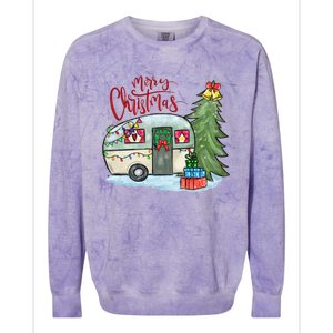 Merry Christmas Happy Camper Funny Camping Life Family Xmas Great Gift Colorblast Crewneck Sweatshirt