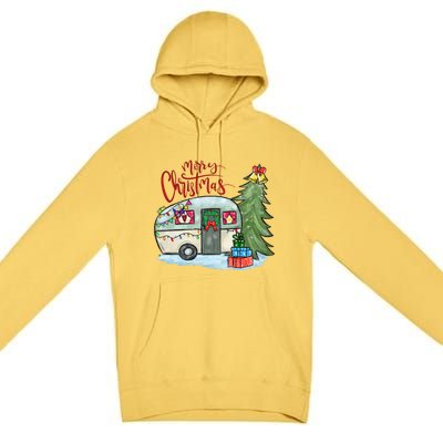 Merry Christmas Happy Camper Funny Camping Life Family Xmas Great Gift Premium Pullover Hoodie