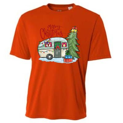 Merry Christmas Happy Camper Funny Camping Life Family Xmas Great Gift Cooling Performance Crew T-Shirt