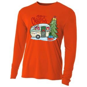 Merry Christmas Happy Camper Funny Camping Life Family Xmas Great Gift Cooling Performance Long Sleeve Crew