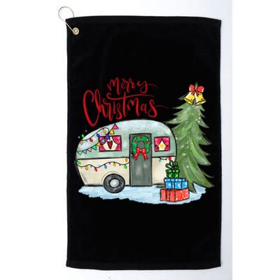 Merry Christmas Happy Camper Funny Camping Life Family Xmas Great Gift Platinum Collection Golf Towel