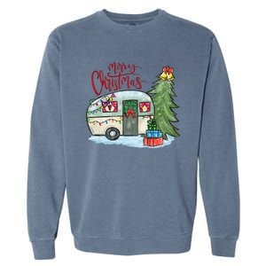 Merry Christmas Happy Camper Funny Camping Life Family Xmas Great Gift Garment-Dyed Sweatshirt