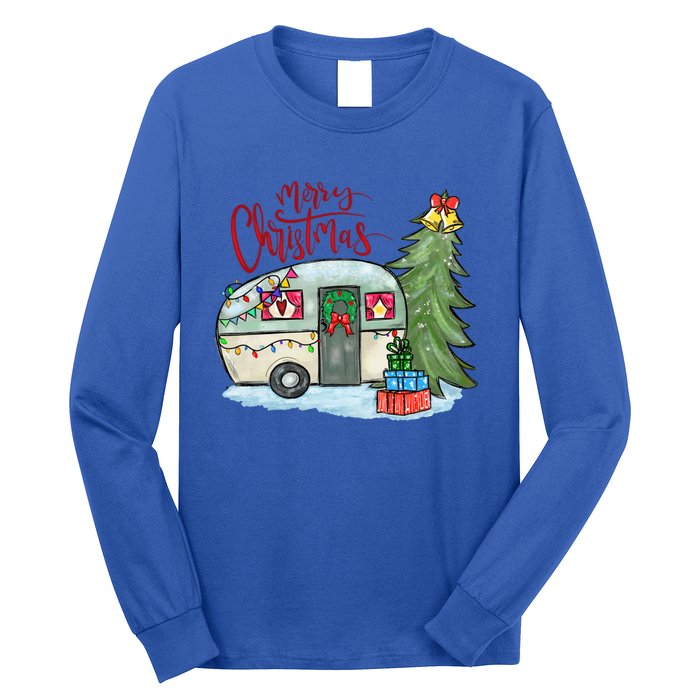 Merry Christmas Happy Camper Funny Camping Life Family Xmas Great Gift Long Sleeve Shirt