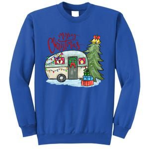 Merry Christmas Happy Camper Funny Camping Life Family Xmas Great Gift Tall Sweatshirt