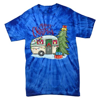 Merry Christmas Happy Camper Funny Camping Life Family Xmas Great Gift Tie-Dye T-Shirt