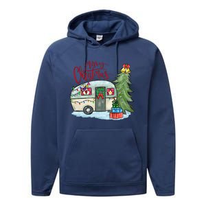 Merry Christmas Happy Camper Funny Camping Life Family Xmas Great Gift Performance Fleece Hoodie