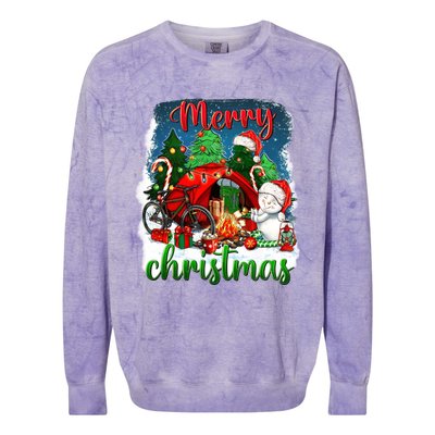 Merry Christmas Happy Camper Funny Camping Life Family Xmas Gift Colorblast Crewneck Sweatshirt