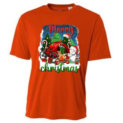 Merry Christmas Happy Camper Funny Camping Life Family Xmas Gift Cooling Performance Crew T-Shirt