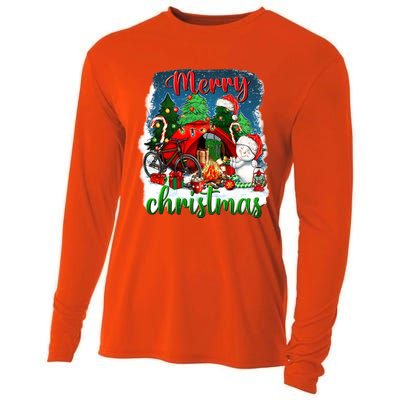 Merry Christmas Happy Camper Funny Camping Life Family Xmas Gift Cooling Performance Long Sleeve Crew