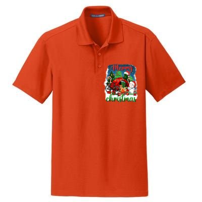 Merry Christmas Happy Camper Funny Camping Life Family Xmas Gift Dry Zone Grid Polo