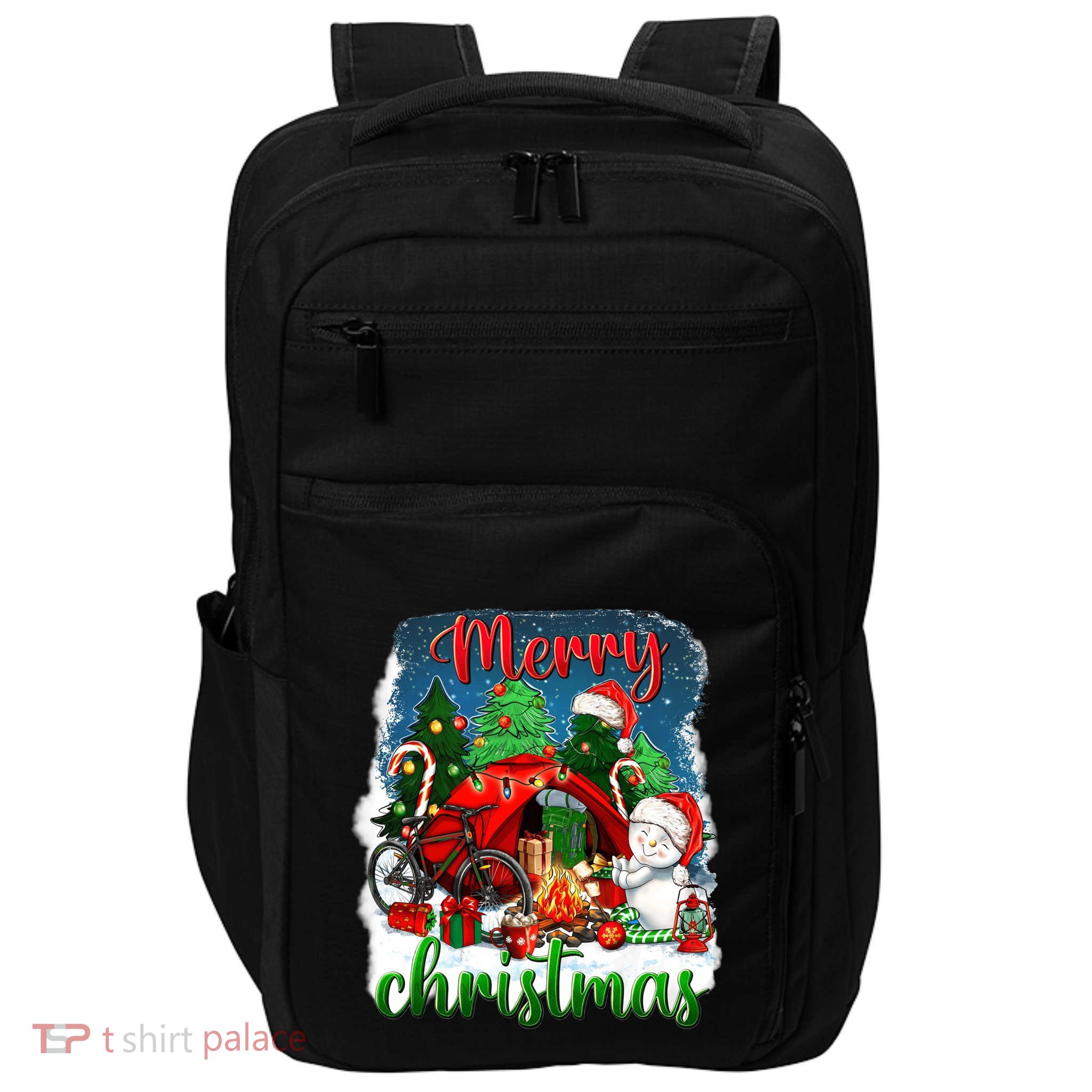 Merry Christmas Happy Camper Funny Camping Life Family Xmas Gift Impact Tech Backpack