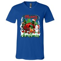 Merry Christmas Happy Camper Funny Camping Life Family Xmas Gift V-Neck T-Shirt