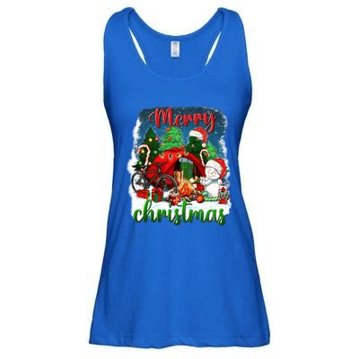 Merry Christmas Happy Camper Funny Camping Life Family Xmas Gift Ladies Essential Flowy Tank