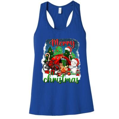 Merry Christmas Happy Camper Funny Camping Life Family Xmas Gift Women's Racerback Tank