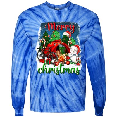 Merry Christmas Happy Camper Funny Camping Life Family Xmas Gift Tie-Dye Long Sleeve Shirt