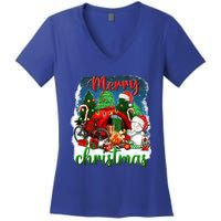 Merry Christmas Happy Camper Funny Camping Life Family Xmas Gift Women's V-Neck T-Shirt