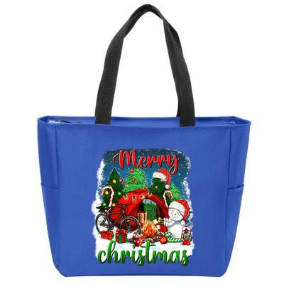 Merry Christmas Happy Camper Funny Camping Life Family Xmas Gift Zip Tote Bag