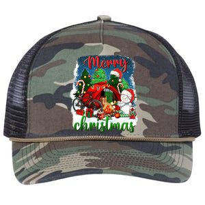 Merry Christmas Happy Camper Funny Camping Life Family Xmas Gift Retro Rope Trucker Hat Cap