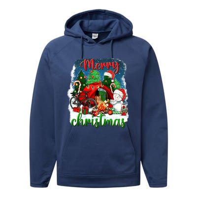 Merry Christmas Happy Camper Funny Camping Life Family Xmas Gift Performance Fleece Hoodie