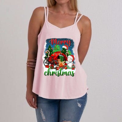 Merry Christmas Happy Camper Funny Camping Life Family Xmas Gift Women's Strappy Tank