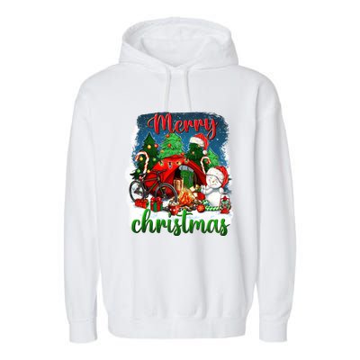 Merry Christmas Happy Camper Funny Camping Life Family Xmas Gift Garment-Dyed Fleece Hoodie