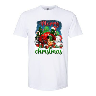 Merry Christmas Happy Camper Funny Camping Life Family Xmas Gift Softstyle CVC T-Shirt