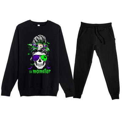 Momster Costume Halloween Skull Mom Premium Crewneck Sweatsuit Set