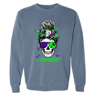 Momster Costume Halloween Skull Mom Garment-Dyed Sweatshirt