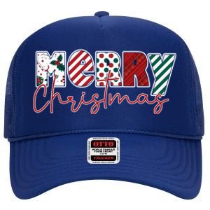 Merry Christmas Holiday Winter Vibes Christmas Gift High Crown Mesh Back Trucker Hat