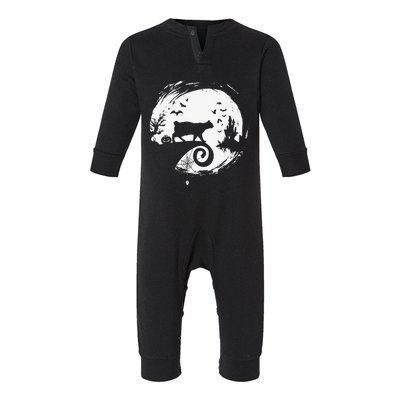 Manx Cat Halloween Costume Moon Silhouette Creepy Horror Infant Fleece One Piece