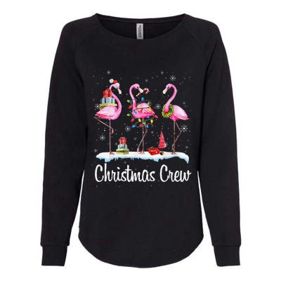 Merry Christmas Hat Santa Flamingo Light Snow Xmas Pajamas Womens California Wash Sweatshirt