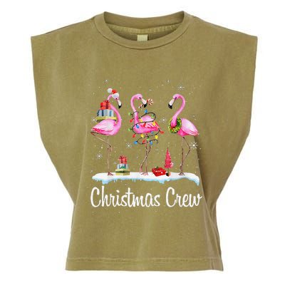 Merry Christmas Hat Santa Flamingo Light Snow Xmas Pajamas Garment-Dyed Women's Muscle Tee