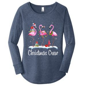 Merry Christmas Hat Santa Flamingo Light Snow Xmas Pajamas Women's Perfect Tri Tunic Long Sleeve Shirt