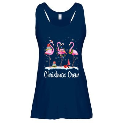 Merry Christmas Hat Santa Flamingo Light Snow Xmas Pajamas Ladies Essential Flowy Tank