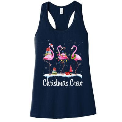 Merry Christmas Hat Santa Flamingo Light Snow Xmas Pajamas Women's Racerback Tank