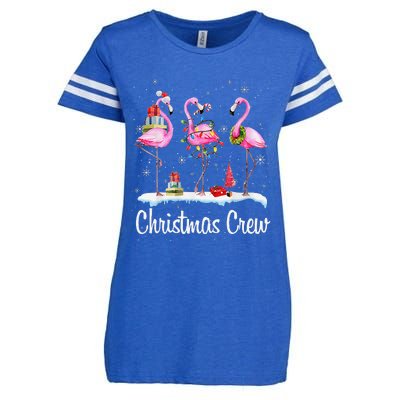 Merry Christmas Hat Santa Flamingo Light Snow Xmas Pajamas Enza Ladies Jersey Football T-Shirt