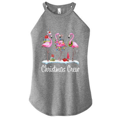 Merry Christmas Hat Santa Flamingo Light Snow Xmas Pajamas Women's Perfect Tri Rocker Tank