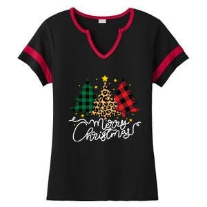 Merry Christmas Holiday Trees Ladies Halftime Notch Neck Tee