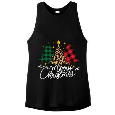 Merry Christmas Holiday Trees Ladies PosiCharge Tri-Blend Wicking Tank