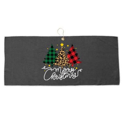 Merry Christmas Holiday Trees Large Microfiber Waffle Golf Towel