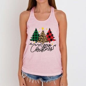 Merry Christmas Holiday Trees Women's Knotted Racerback Tank