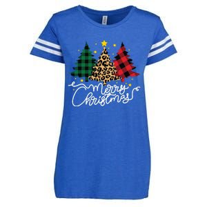 Merry Christmas Holiday Trees Enza Ladies Jersey Football T-Shirt