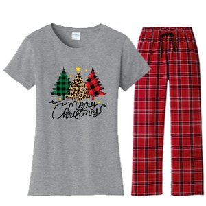 Merry Christmas Holiday Trees Women's Flannel Pajama Set