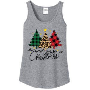 Merry Christmas Holiday Trees Ladies Essential Tank