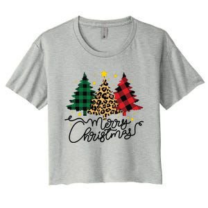 Merry Christmas Holiday Trees Women's Crop Top Tee