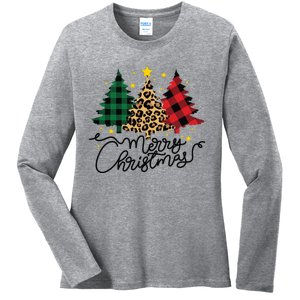 Merry Christmas Holiday Trees Ladies Long Sleeve Shirt