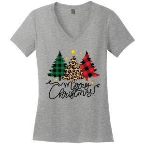 Merry Christmas Holiday Trees Women's V-Neck T-Shirt