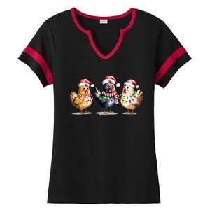 Merry Christmas Holiday Chicken Xmas Ladies Halftime Notch Neck Tee