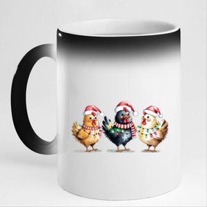 Merry Christmas Holiday Chicken Xmas 11oz Black Color Changing Mug